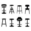 © marufaali2023 - Modern Bar Stool and Counter Chair Furniture Silhouette Icon Set