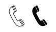 © lors of design - Two black and white phone handset icons on a pure for communication and contact concepts