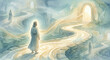 © SABBIR - Spiritual Figure Experiencing Deja Vu on Destiny Path Watercolor JPG