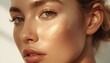 © PhotoVerse - A close-up portrait of a woman, woman with glowing skin and makeup, close view of eye