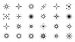 © Adit - A collection of 25 stylized starburst and sparkle graphic elements, presented in a grid layout.