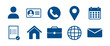 © Moovor Lab - Personal information icon set for user profile, contact details, account management, identity card, address location, calendar schedule and digital communication interface design