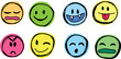 © Nata - Colorful collection of round caricature faces expressing various emotions. Fun emoji style avatars and comic icons with different facial expressions. Vector illustration in grunge style