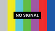 © Mirikiteki - No signal TV screen with color bars and error message, broadcast test pattern illustration showing signal loss and technical problem, retro television screen concept for media failure, interruption
