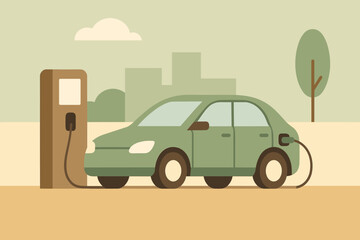  Icon charging modern numbers car earth marks colors minimalist electric warm vector