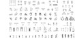 © Riki - Comprehensive technical architectural vector set of gym equipment icons, including workout machines and cardio silhouettes.