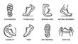 © GoDesigner - Set of line icons for flexible shoe technology including flex grooves twist and natural movement