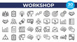 © SAI CREATIVE - This workshop icons set includes 30 outline icons for training, collaboration, planning, education, and business development.