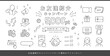 © Keyglad - お友達紹介キャンペーンのバナーデザイン用イラスト・アイコンセット  (ポイント還元・キャッシュバック・応募の流れ) モノクロ 線画 ベクター Editable stroke