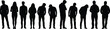 © Nafij World - Diverse group of people silhouettes in casual clothing, standing and looking down.