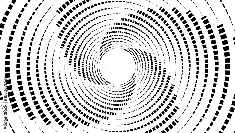 Abstract Black and white spiral pattern forming a circular tunnel ...