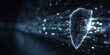 © Imnot99 - Digital shield protects against glowing data streams and cyber threats.