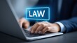 © Teeranan - Professional Lawyer Working on Laptop with Law Concept Digital Graphic