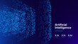 © ec0de - Technology Digital Particles Flow Background with Blue Glowing Data Lines for Science Research, AI Artificial Intelligence, and Big Data Presentation. Futuristic Abstract Vector Illustration.