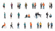 © Keyla - A collection of diverse isometric illustrations of people in various poses and interactions.