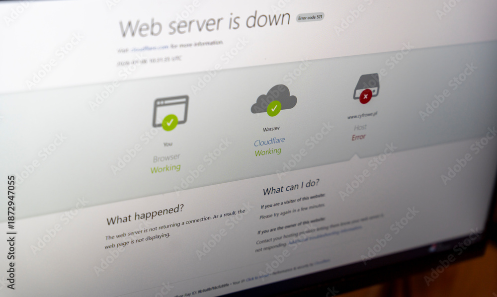 Rzeszow, Poland - Jan 6, 2026: A computer screen displays a web server ...