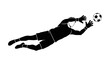 © Aini - The Goalkeeper's Dive: A dynamic silhouette captures a goalkeeper's acrobatic dive to save a soccer ball, highlighting the athlete's dedication and skill in the thrilling world of sports.