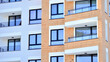 © Grand Warszawski - Downtown modern residential architecture. Architectural details of modern apartment building. Modern european residential apartment building complex.