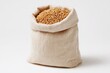© Nyxoria - Full burlap sack overflowing with golden wheat grains on a clean white background