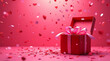 © Md Alamin - Valentine surprise gift box with flying hearts and confetti