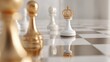 © DaniLana - Chess concept, pawn facing mirror seeing regal crown reflection. Ambition, transformation, self-perception, strategy, metaphor, personal growth, game symbolism.