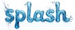 © Viktor - Illustration of the word splash made from water. The blue letters are designed with liquid droplets against a white background. Water art design.