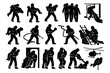 © Igor - Silhouette illustrations of firefighter rescue and emergency operations.