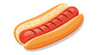 © alfian - A vibrant illustration presents a classic grilled frankfurter nestled in a soft golden bun, ready for enjoyment. This iconic American fast food item