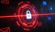 © igor.nazlo - Digital padlock icon on a red glowing circuit representing cybersecurity with copy space
