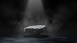© Badhon - Minimal Black smoke Stone Podium with Dramatic Lighting