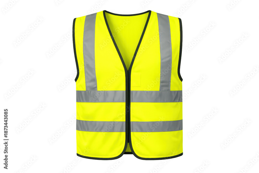 Yellow high visibility safety vest with reflective stripes, ppe for ...