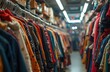 © Vadym - Rows of colorful used clothes on hangers fill a retail store. Various garments create a cluttered but attractive display. Shoppers can find unique apparel in this second hand boutique.