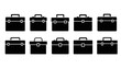 © Petani - Collection of black briefcase icons on a white background.