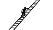 © Nasima - A person climbing a steep ladder upwards in a minimalist illustration