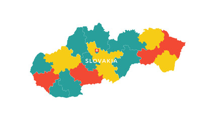  slovakia regions map colorful illustration