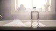 © RENA - A magnifying glass on a bathroom counter with a bottle and soap suds, viewed from a low angle.