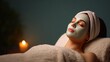 © JPminimal - Relaxing spa experience woman enjoying face mask treatment tranquil space wellness calm environment close-up view