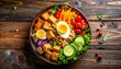 © Vien - Healthy and nutritious vegetarian bowl with tofu, egg, and fresh vegetables, a balanced meal