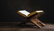 © ginen - Open Quran on Wooden Stand - A Spiritual and Religious Image.