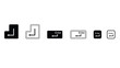 © Asma - A collection of black and white enter button icons on a plain background