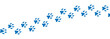 © PrimeGem Vectors - Silhouettes of animal footprints of cat or dog blue vector tracks of  mammals. includes paw prints, hoof marks.