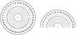 © brovkoserhii - Detailed vector illustration of full-circle and semicircle protractors with precise degree markings, ideal for educational materials, engineering diagrams, and measurement graphics.