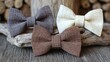 © Ірина Пальцева - Elevate your style with these handmade bow ties. A rustic collection in brown, beige, and gray. Perfect for weddings, parties, or adding a unique touch to your outfit.