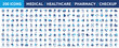 © Icons-Studio - Huge set of 200 solid icons. Mega collection concept of medical, healthcare, pharmacy, checkup, and medicine. Vector illustration.