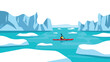© Ophelia - Kayaker navigating pristine arctic waters among icebergs