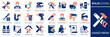 © lovemask - Handyman and home repair icons collection. Representing construction tools, maintenance services, renovation work, plumbing, electrical repair, painting, and building tasks. Solid vector icons set.