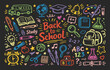 © Ira - Back to school colorful chalk doodle icon set with education elements and classroom objects vector illustration