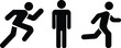 © Tasim - Black minimalist human figure icons representing standing, running, and walking postures for navigation and signage design