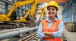 © PIX OF WORLD AI - young indian female engineer standing confidently