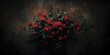 © AkuAku - Small red roses on a bush, floral growth for garden design purposes